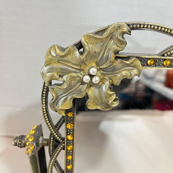 Ashleigh Manor‎ Green Red Eye Frog Enameled Jeweled Swivel Vanity Mirror - Picture 4 of 5